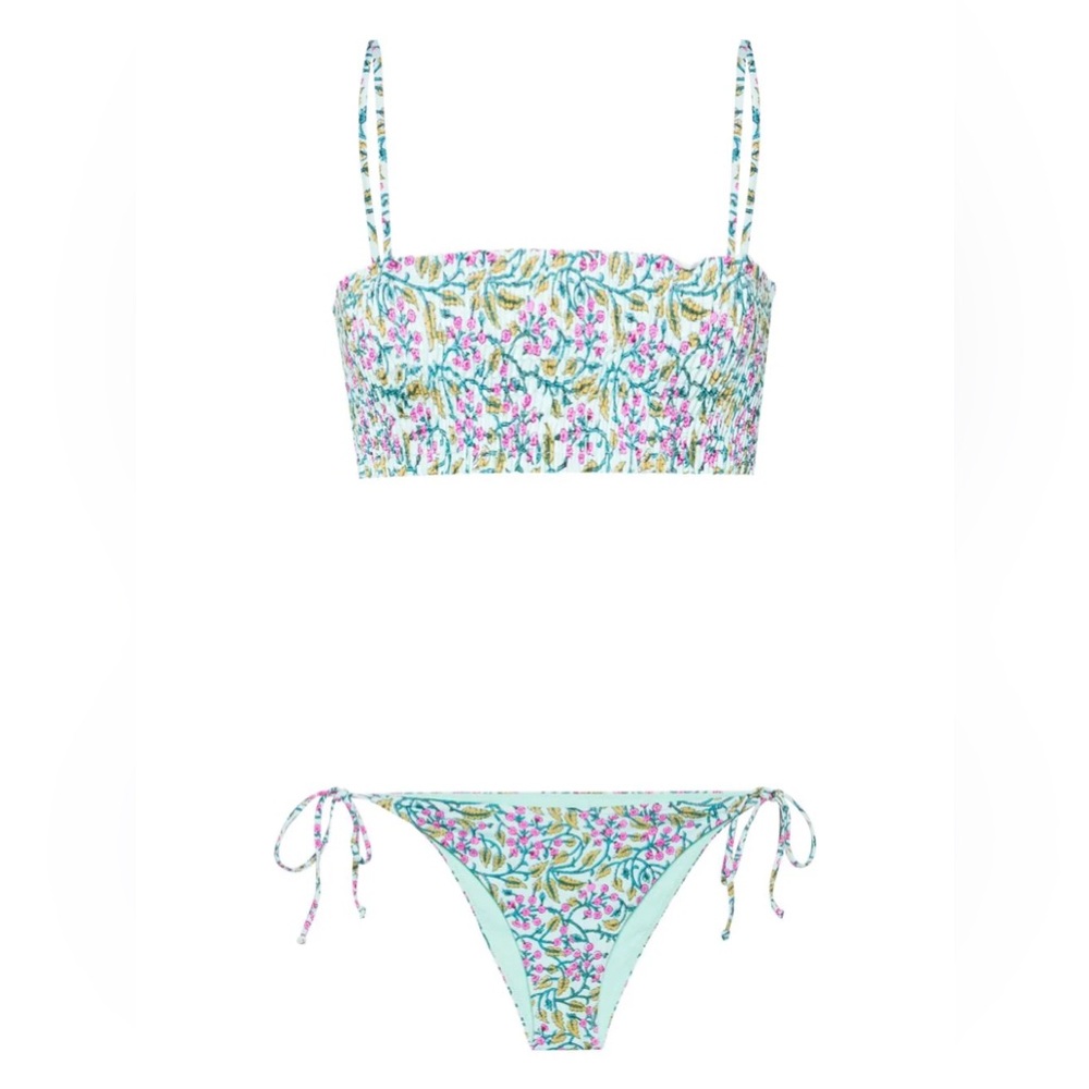 SC2 Saint Barth VIRGO DELHI FLOWERS-PRINT BIKINI IN GREEN
